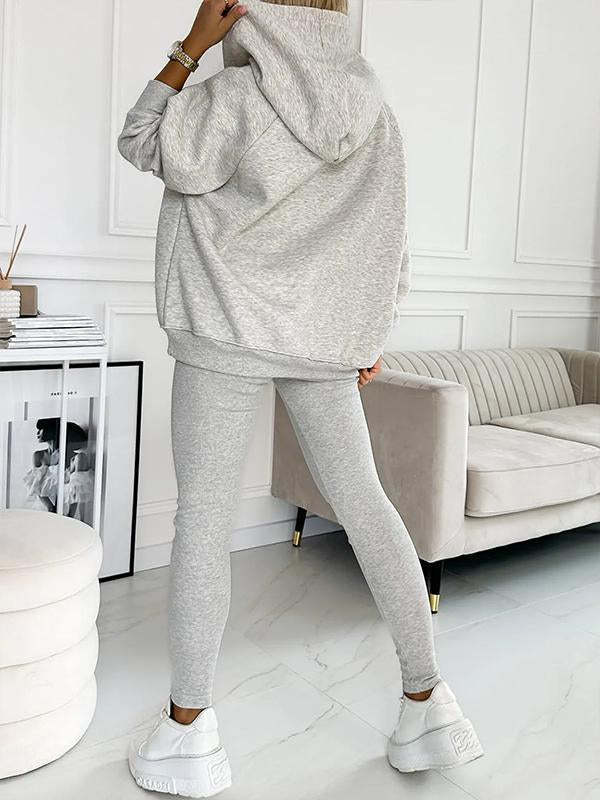 Ensemble vêtements de sport et vêtements de yoga trois pièces femme - (débardeur, legging, sweat à capuche)