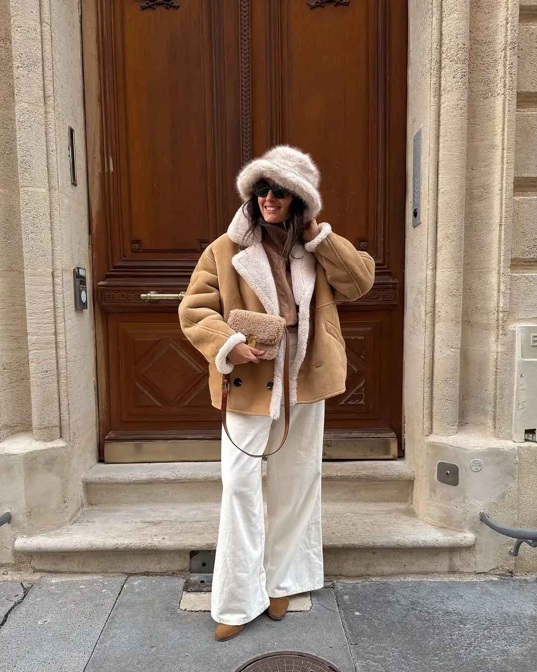 Veste Courte en Daim et Laine d'Agneau