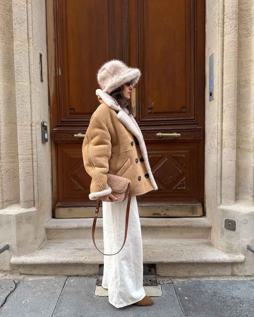Veste Courte en Daim et Laine d'Agneau