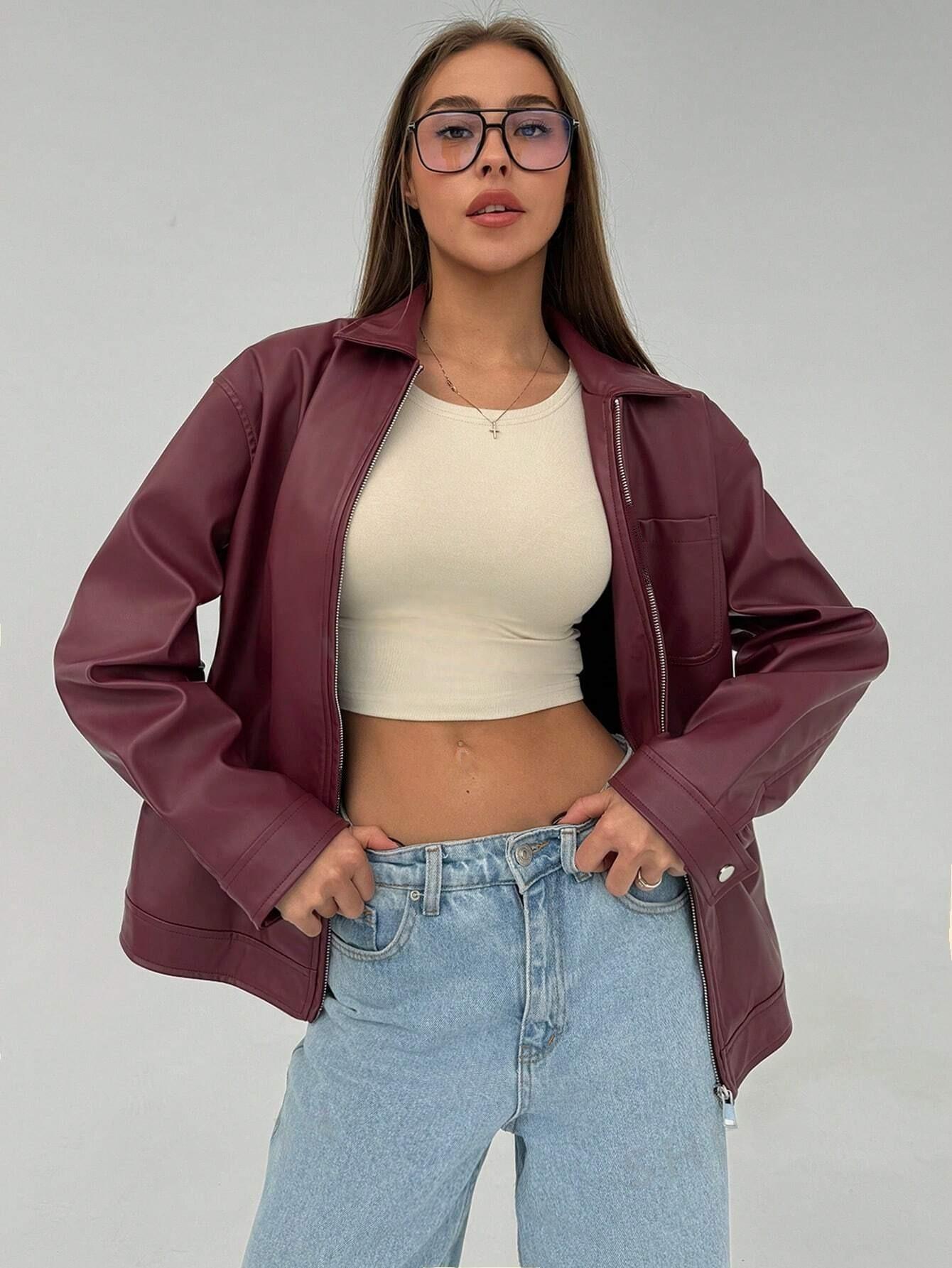 Veste Similicuir Bordeaux Haut de Gamme