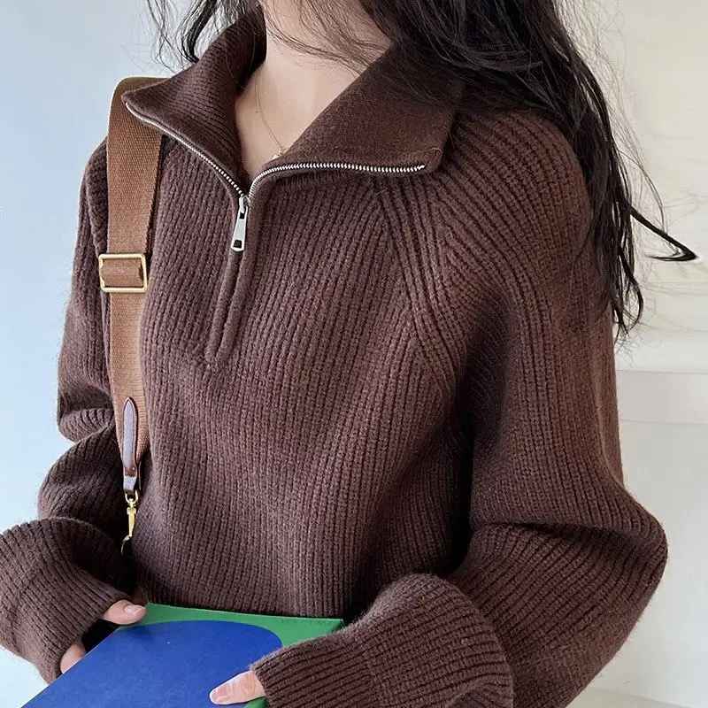 Pull "Cozy Zip" en Maille Côtelée