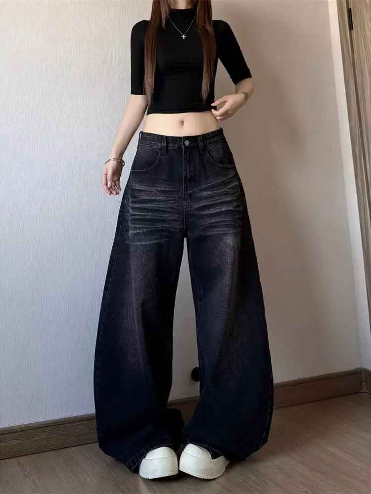 Jean Wide Leg "Neo-Vintage" – Coupe Ample & Design Moustaches de Chat