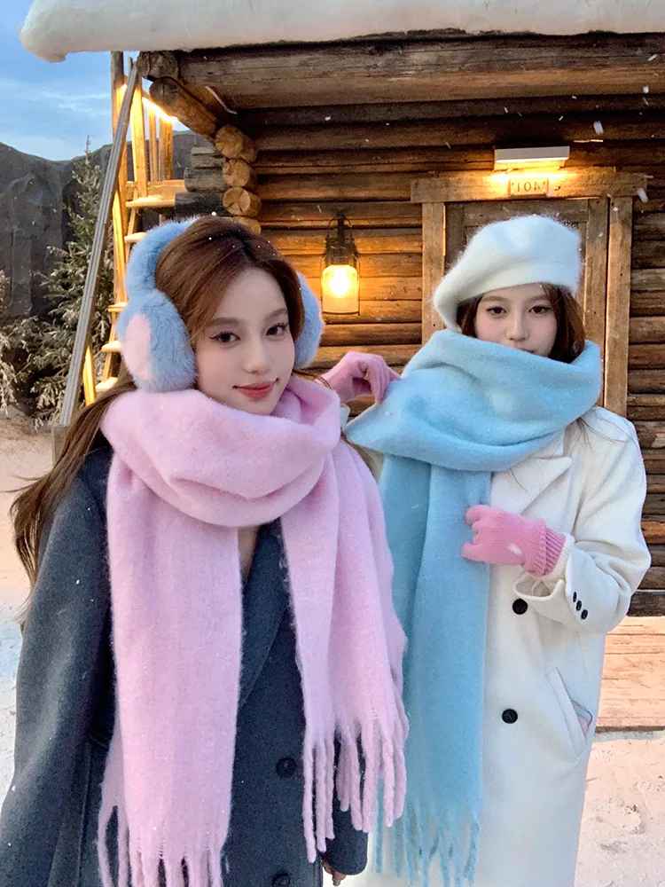 Écharpe "Macaron Soft" – Châle en Peluche Double Face et Protection Totale