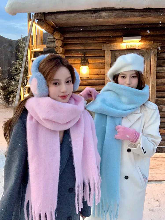 Écharpe "Macaron Soft" – Châle en Peluche Double Face et Protection Totale