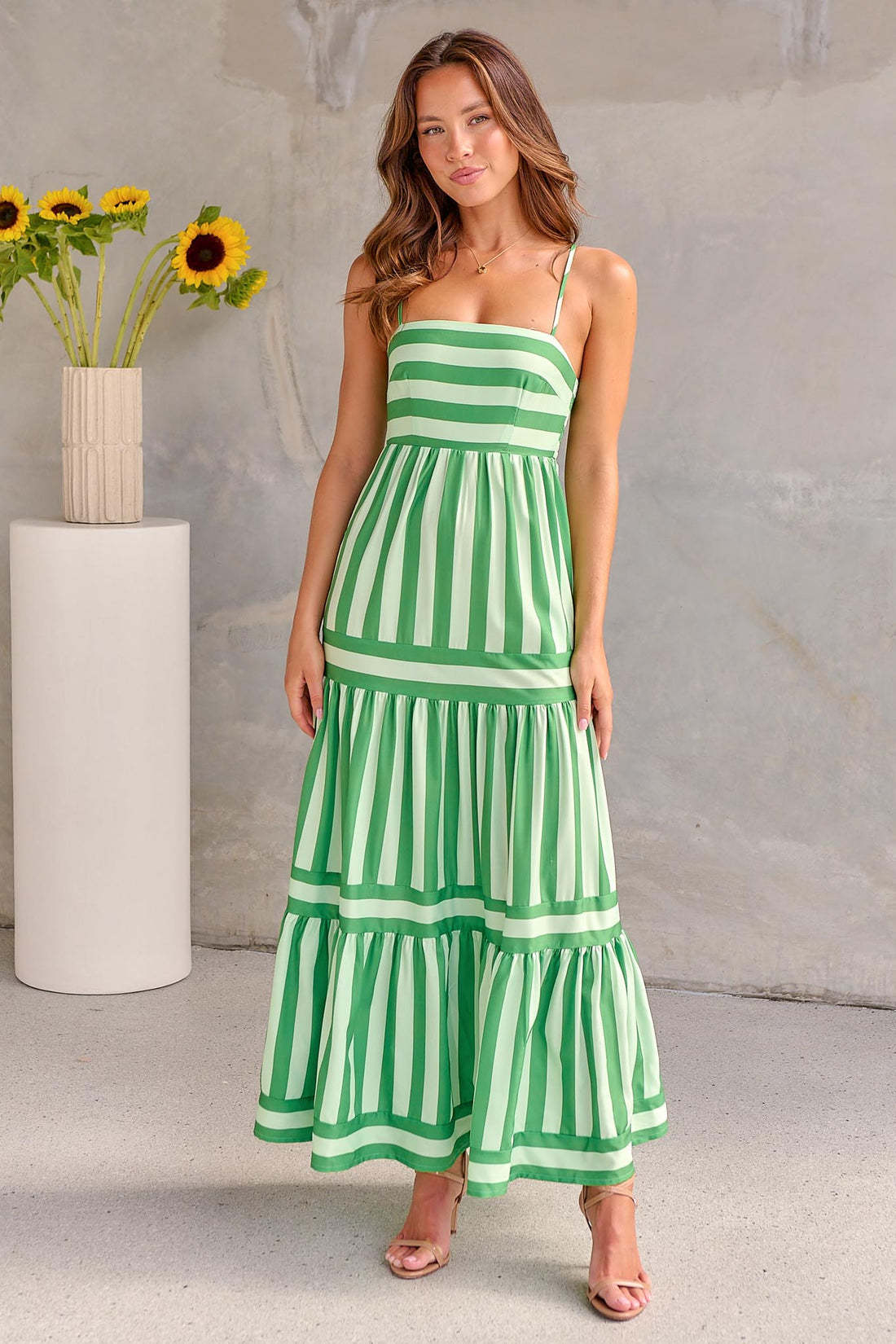 Robe longue à fines bretelles femme | Robe fluide pour l'été