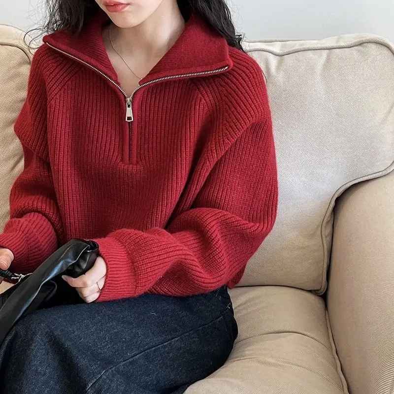 Pull "Cozy Zip" en Maille Côtelée