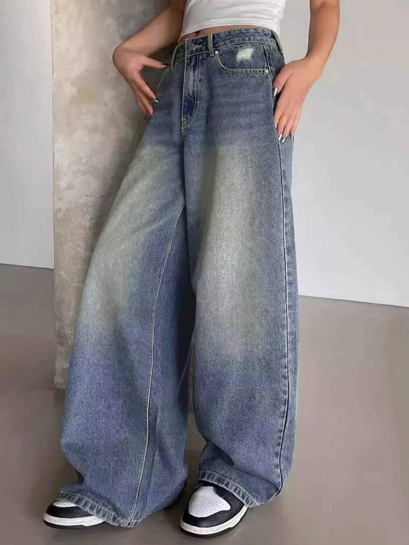 Jean Wide Leg "Urban Edge" – Coupe Oversize & Denim Délavé Premium