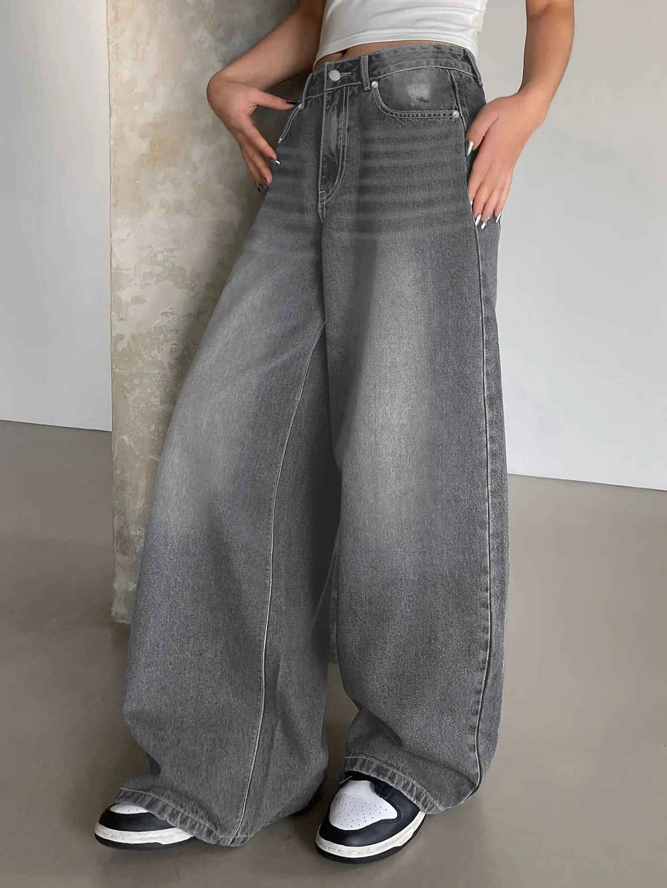 Jean Wide Leg "Urban Edge" – Coupe Oversize & Denim Délavé Premium