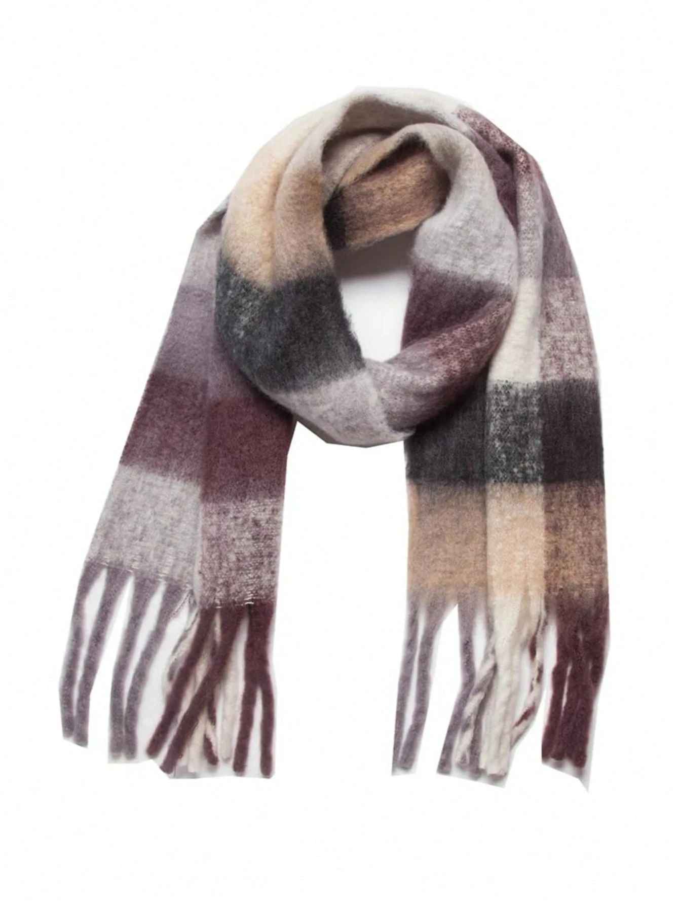 Écharpe de Luxe en Cachemire – Motif Carreaux et Style Pashmina