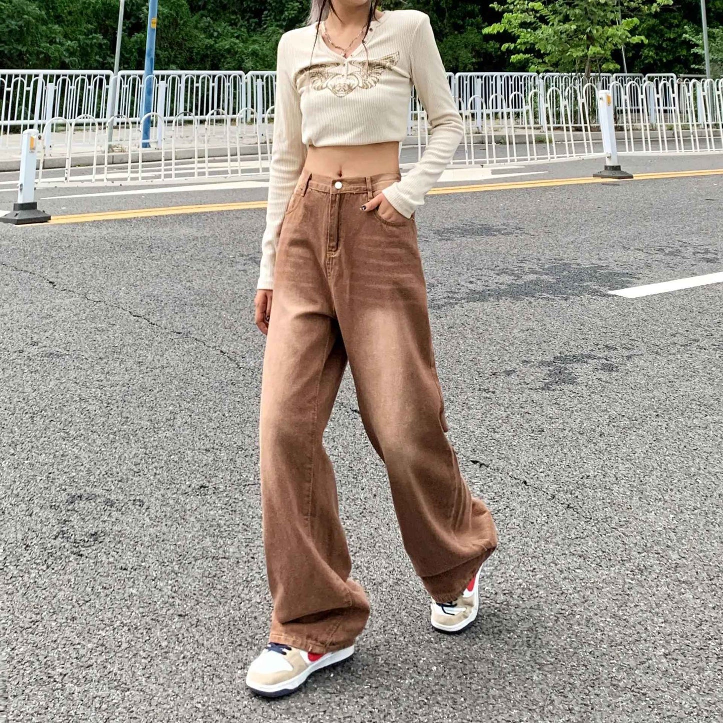 Jean Wide Leg "Coffee Fade" – L'Essence du Streetwear Rétro