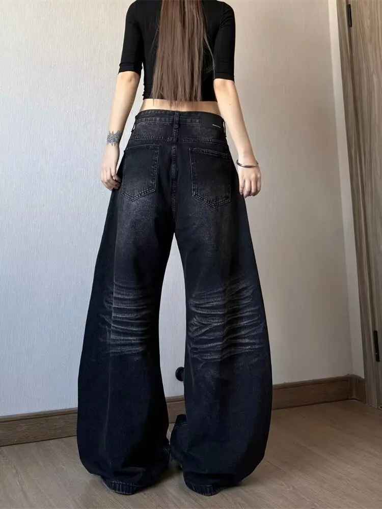 Jean Wide Leg "Neo-Vintage" – Coupe Ample & Design Moustaches de Chat