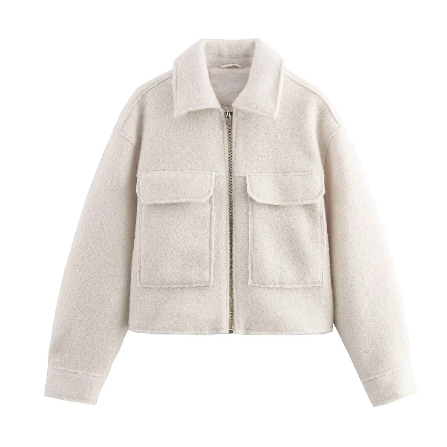 Veste Courte en Cuir Perlé