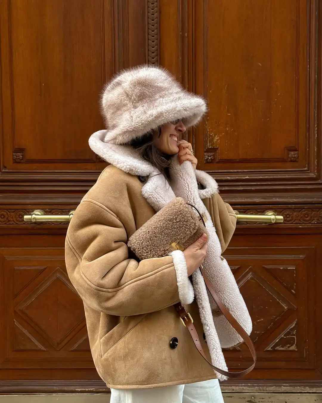 Veste Courte en Daim et Laine d'Agneau