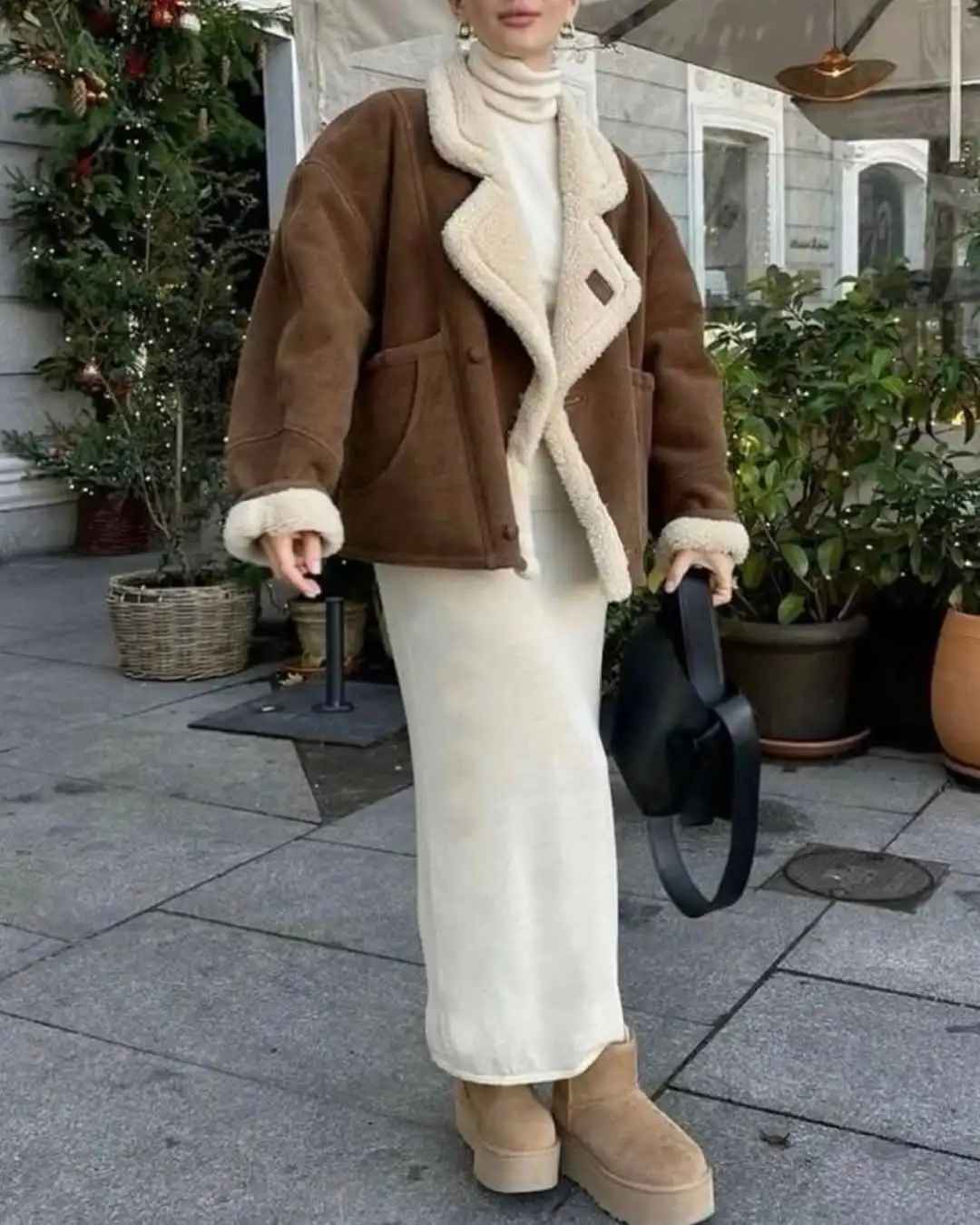 Veste Courte en Daim et Laine d'Agneau