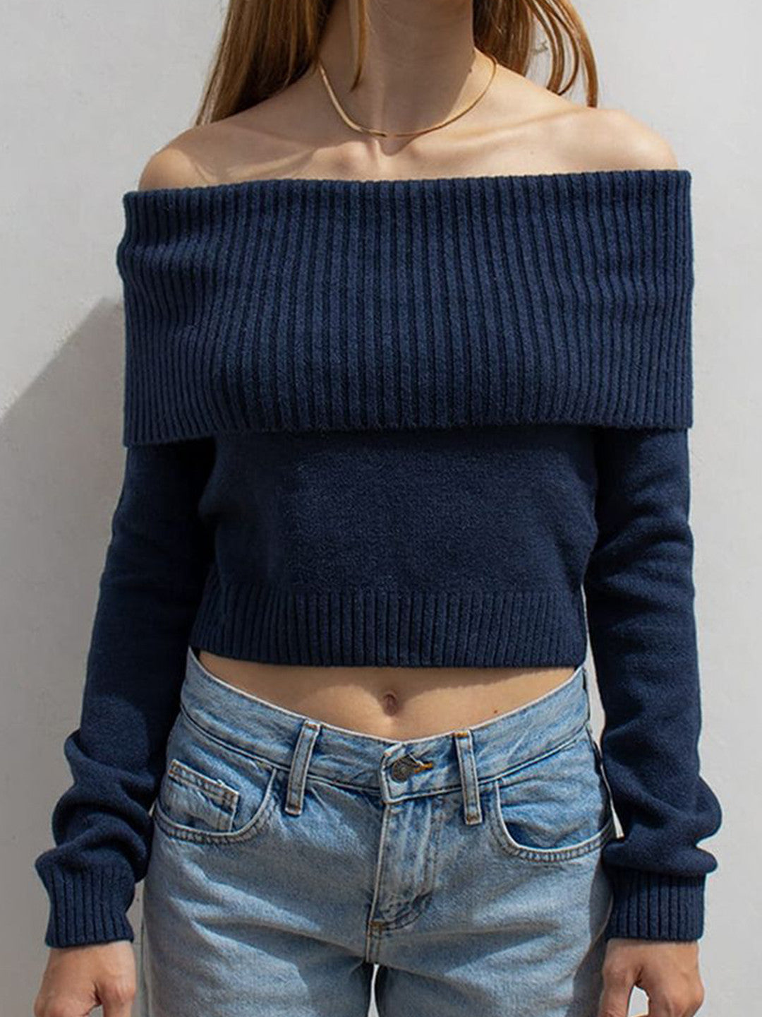 Pull en Tricot Slim "Épaules Dénudées" – Collection Automne-Hiver