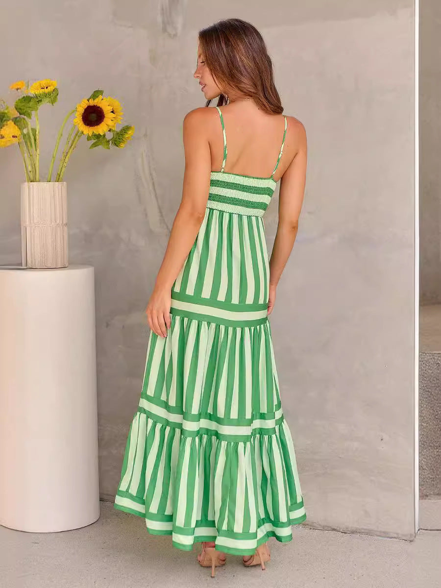 Robe longue à fines bretelles femme | Robe fluide pour l'été