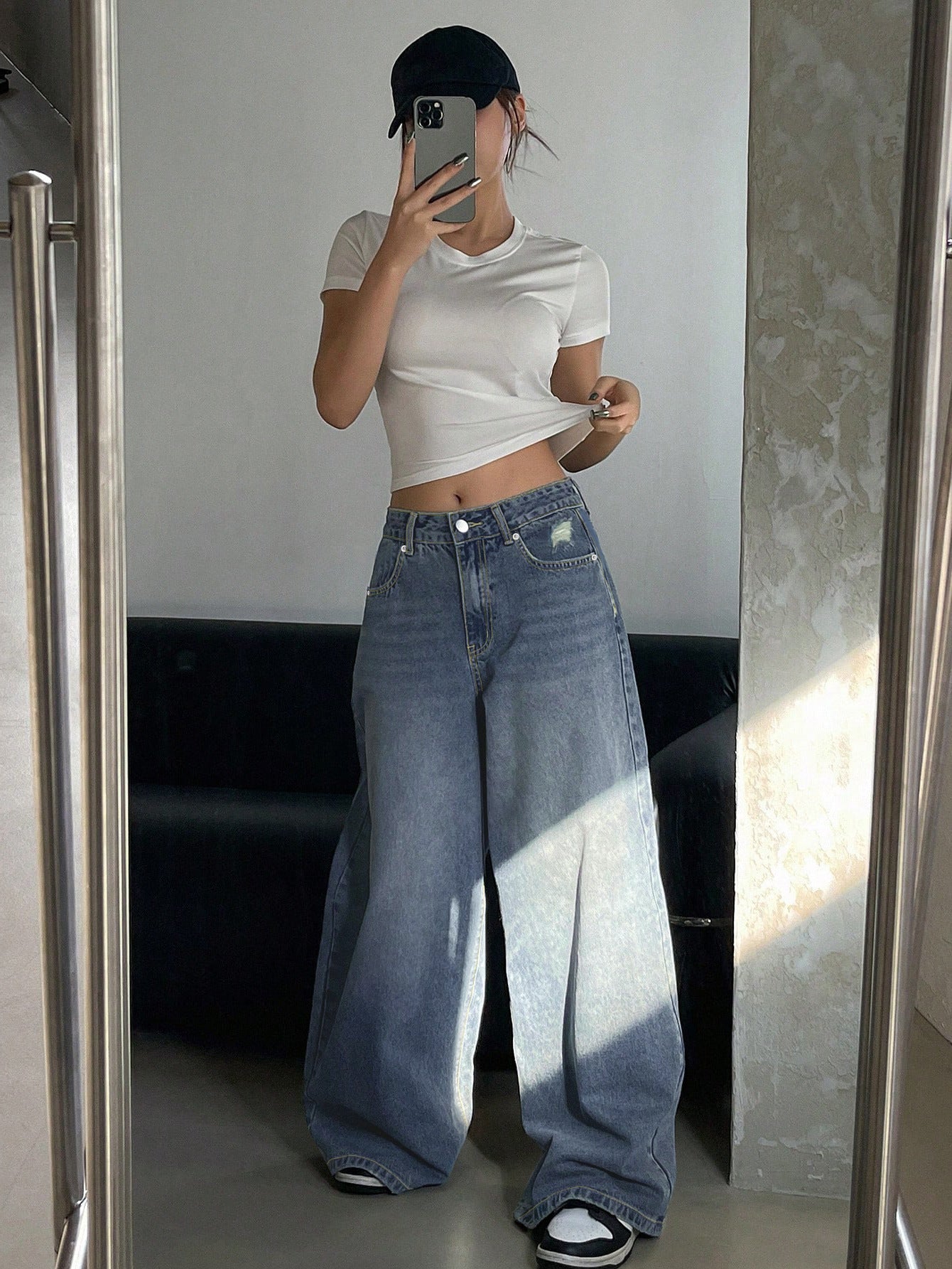 Jean Wide Leg "Urban Edge" – Coupe Oversize & Denim Délavé Premium