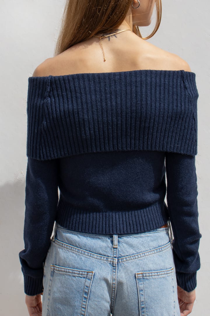 Pull en Tricot Slim "Épaules Dénudées" – Collection Automne-Hiver